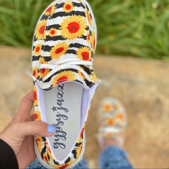Stripes/Zebra & Sunflowers Gypsy Jazz Loafers - Picture 9 of 10